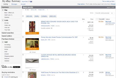 my ebay summary page watchlist.